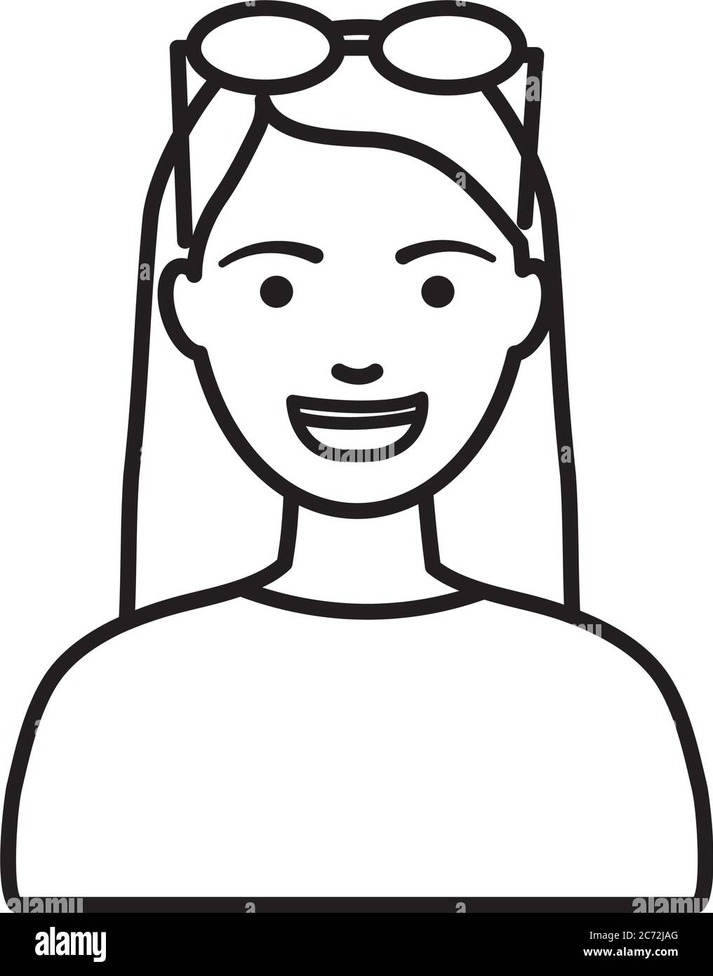 diversidad concepto de personas, mujer de dibujos animados con gafas en la  frente sobre fondo blanco, estilo de línea, ilustración vectorial Imagen  Vector de stock - Alamy