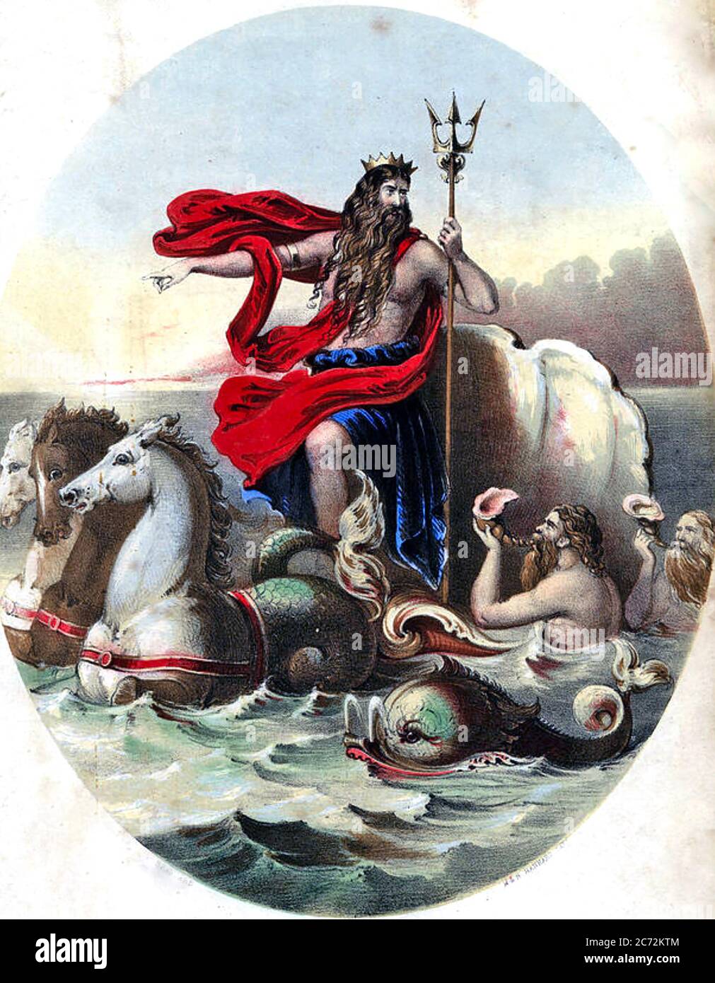 NEPTUNO dios romano del mar en la portada de la partitura victoriana. Foto de stock