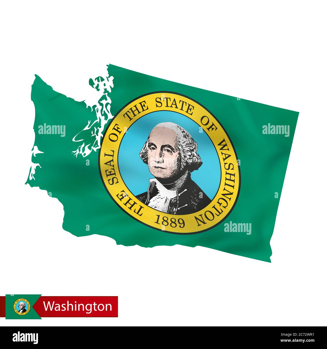 Mapa del estado de Washington con bandera de EE.UU. Ilustración