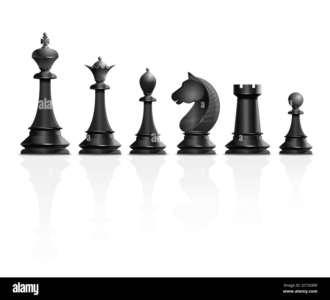 Juego de piezas de ajedrez negras. Ilustración vectorial Imagen Vector de  stock - Alamy