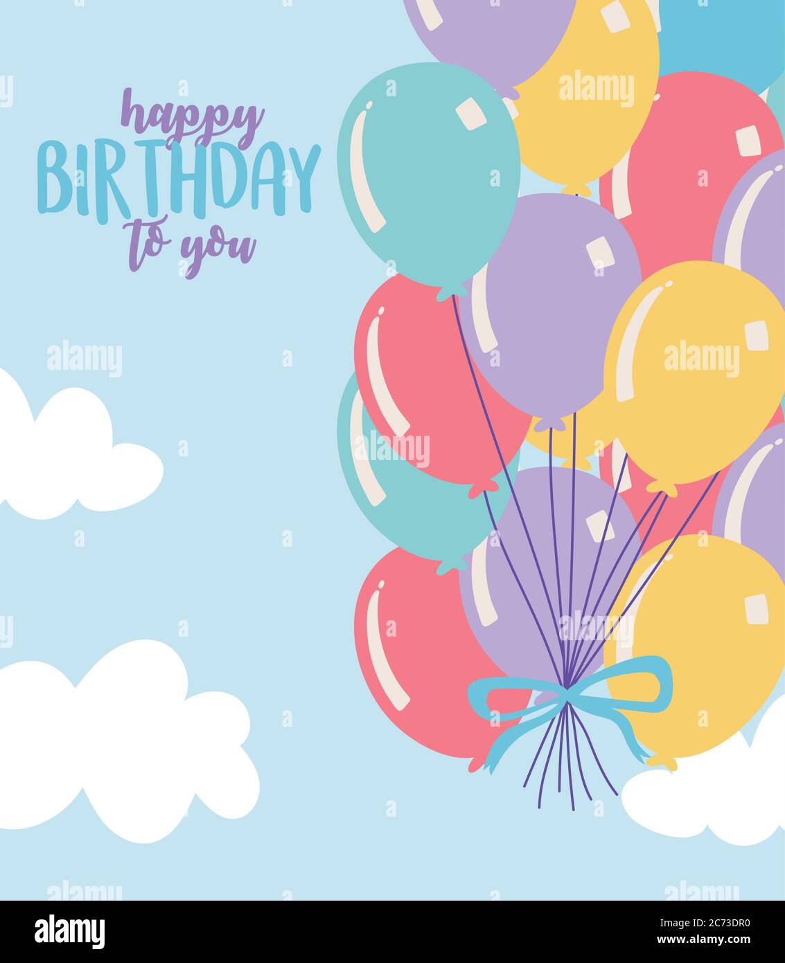 feliz cumpleaños, globos celebración decoración dibujos animados