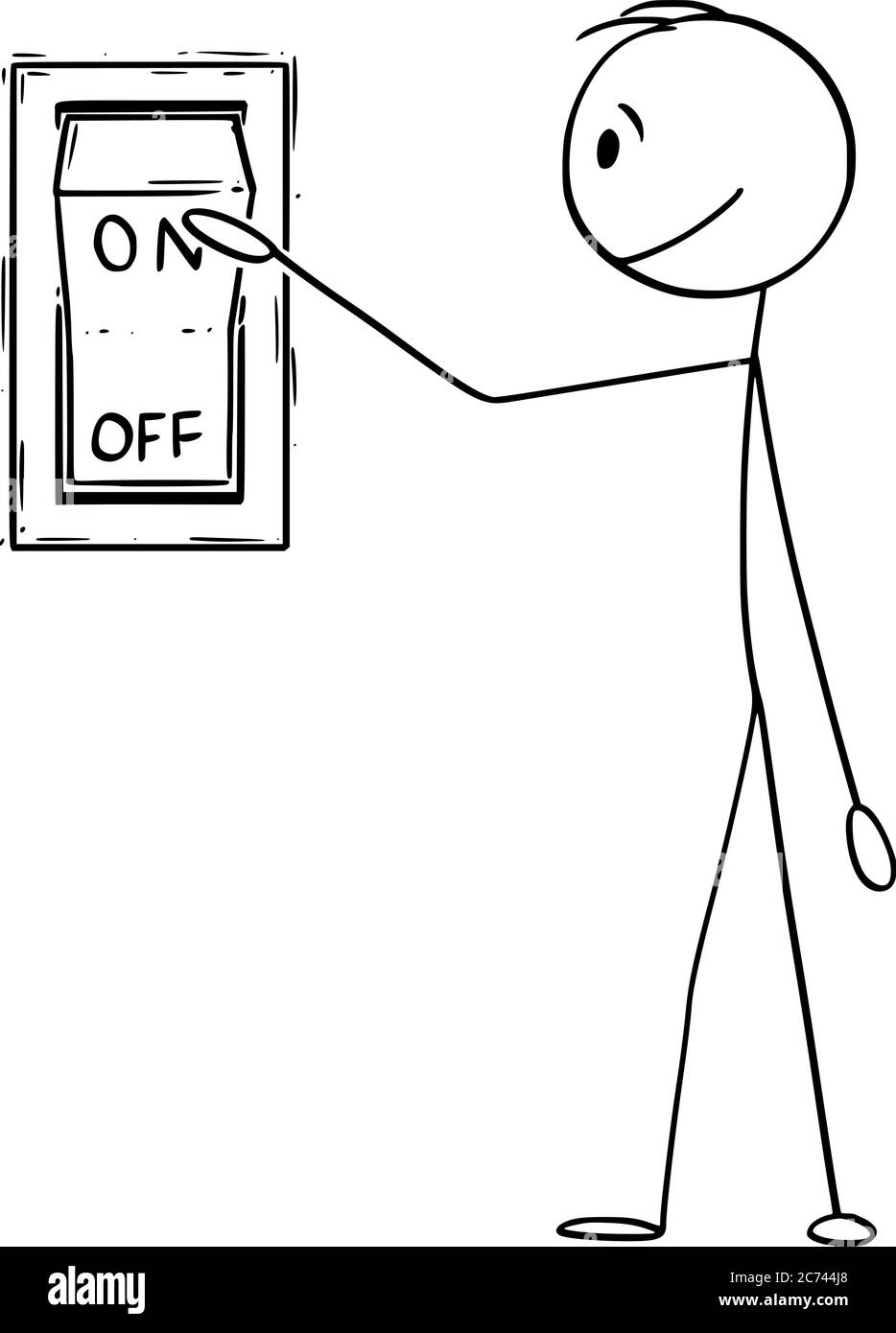 Interruptor de luz eléctrica apagado y encendido botón línea dibujo vector  icono doodle ilustración