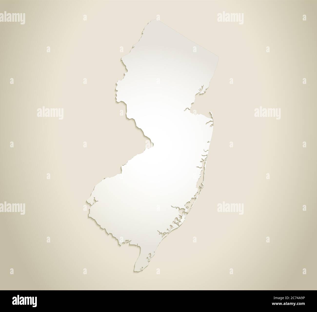 Mapa de Nueva Jersey, fondo de papel viejo en blanco Foto de stock
