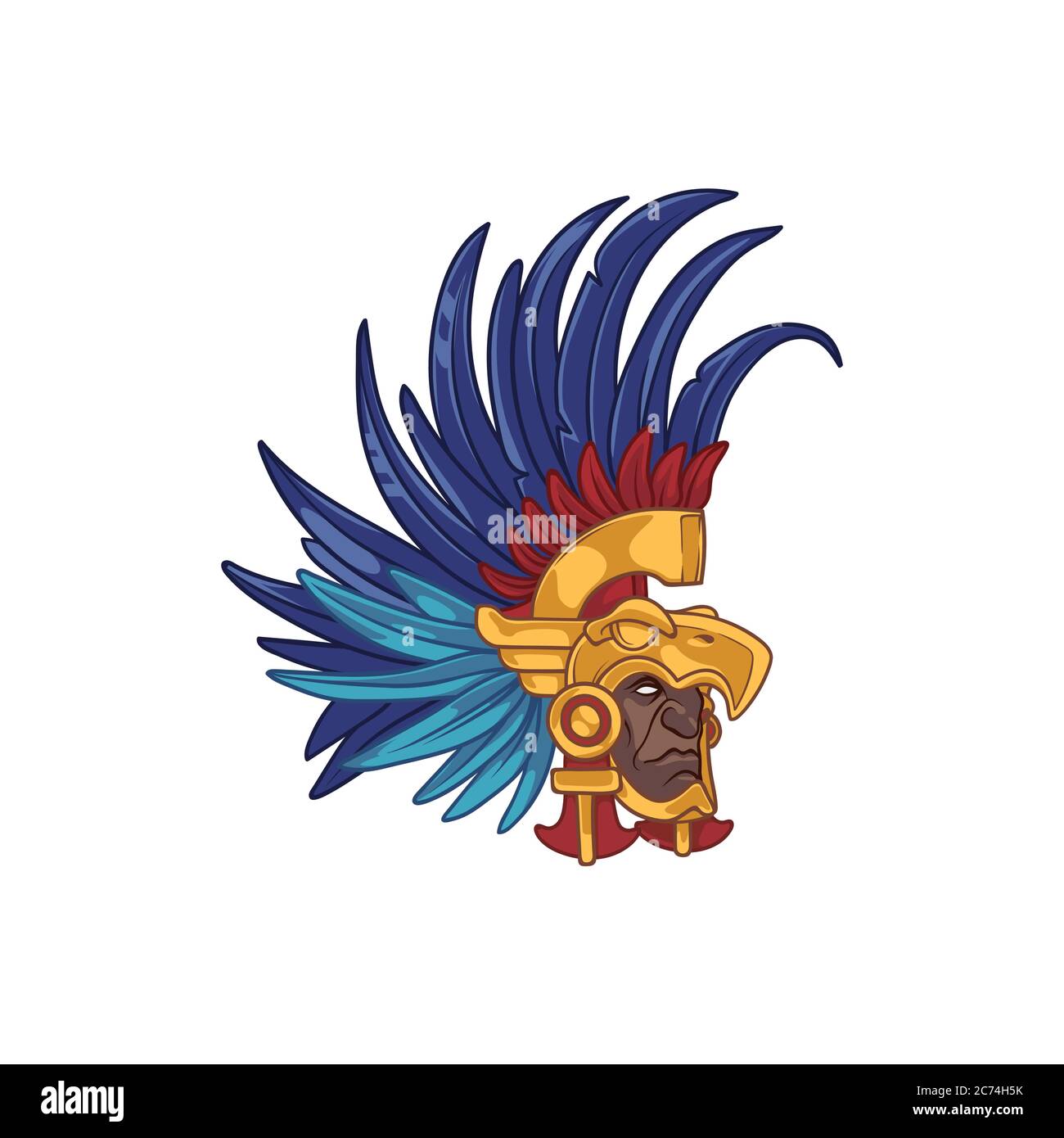 Guerrero de élite azteca con casco en forma de águila, con plumas coloridas  Imagen Vector de stock - Alamy