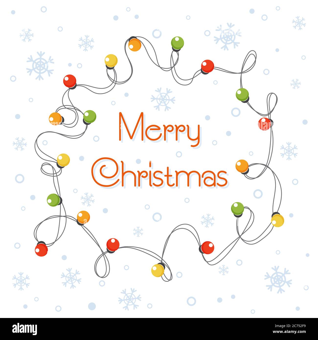 Vector Cartoon ilustración de brillantes colores de Navidad guirnalda luces  para las vacaciones de Navidad. Tarjeta de felicitación con dibujos  animados de Navidad con luces de fondo Imagen Vector de stock -