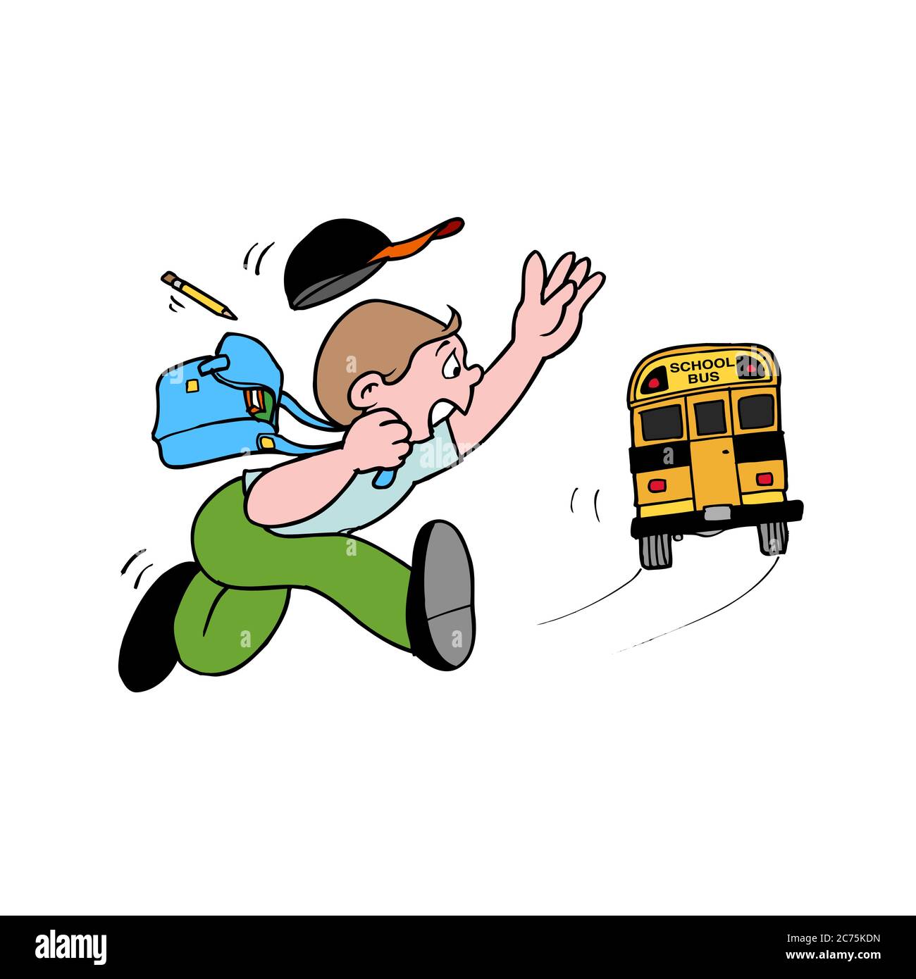 Running to catch bus Imágenes vectoriales de stock Alamy