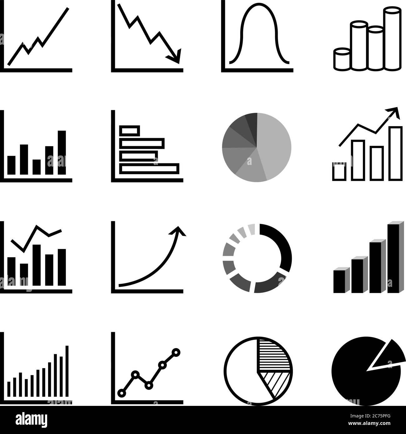 gráfico y diagrama financiero y empresarial ilustración vectorial de conjunto de iconos Ilustración del Vector