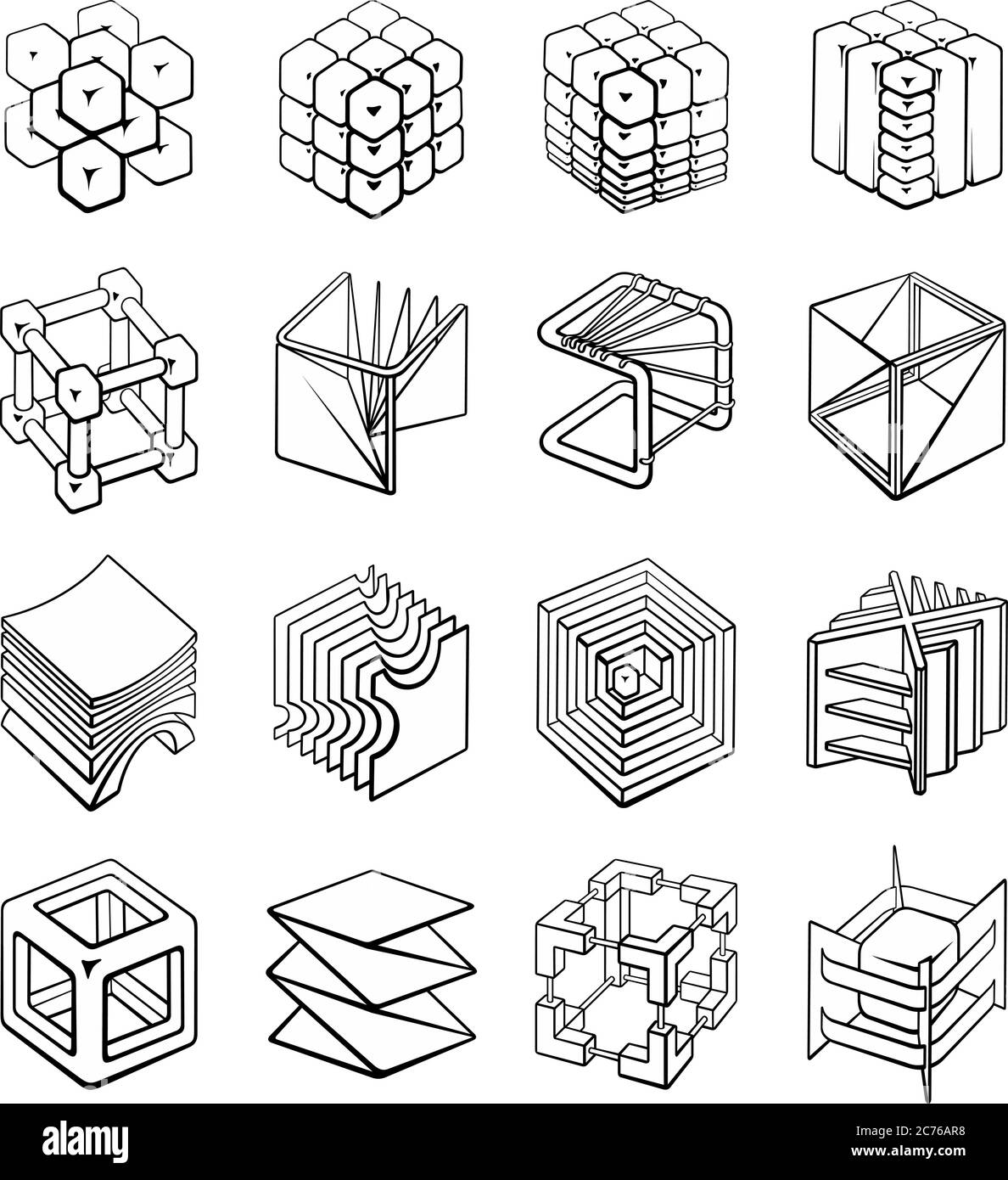 Conjunto de de cubos de formas geométricas en 3D Vector de - Alamy