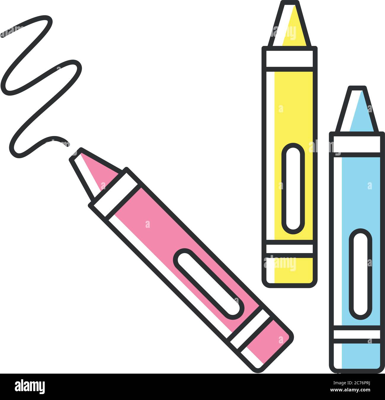 Icono de color RGB de crayons. Lápices de cera para dibujar. Niños  creatividad y desarrollo de habilidades motoras finas juguetes.  Reconocimiento de color. Idea de actividad para niños pequeños Imagen  Vector de