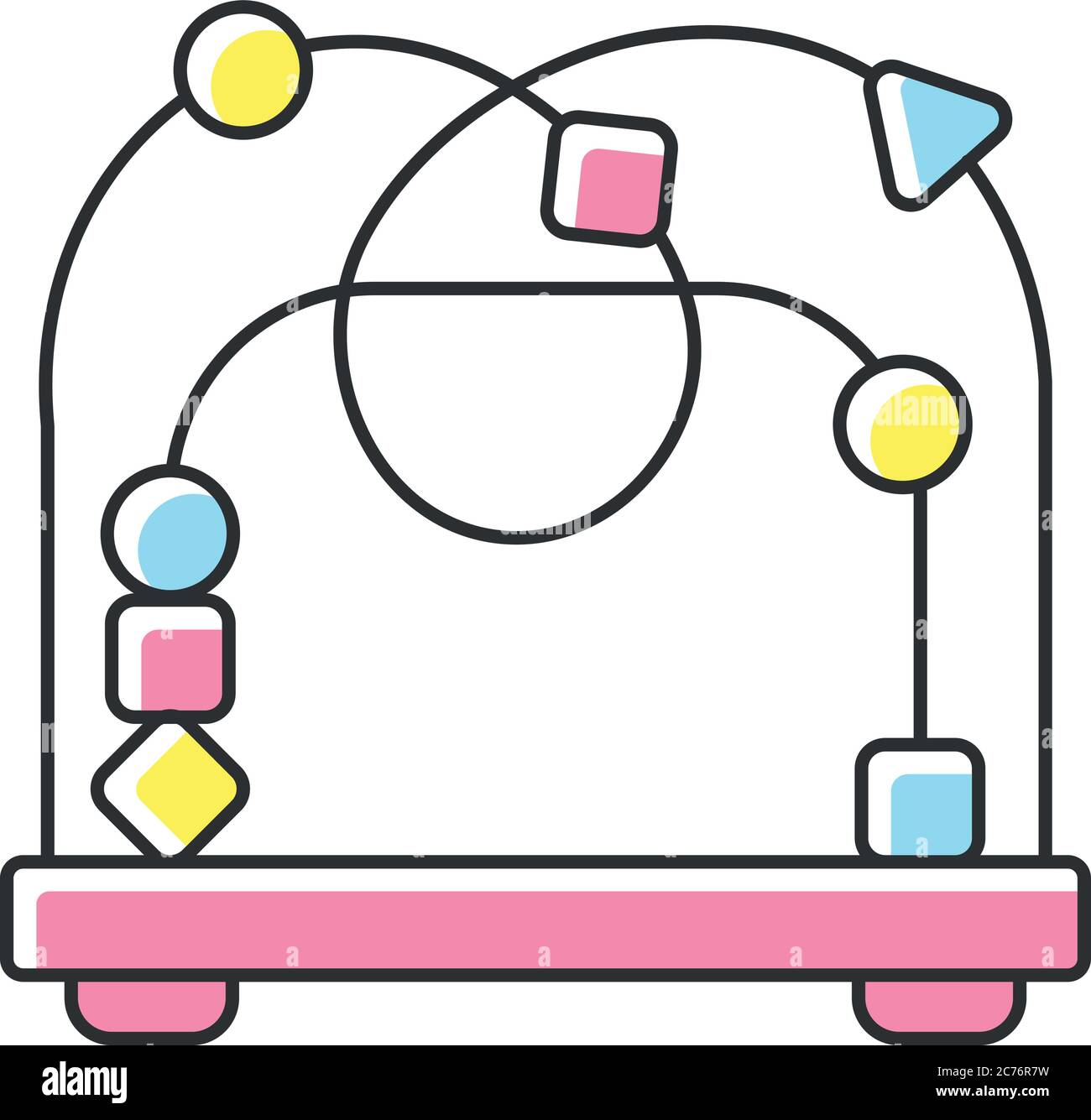 Icono de color RGB de juguete laberinto de abalorios. Montaña rusa y  laberinto juguetes educativos para niños. Juego de reconocimiento de forma  y color. Actividades y diversión para bebés Imagen Vector de