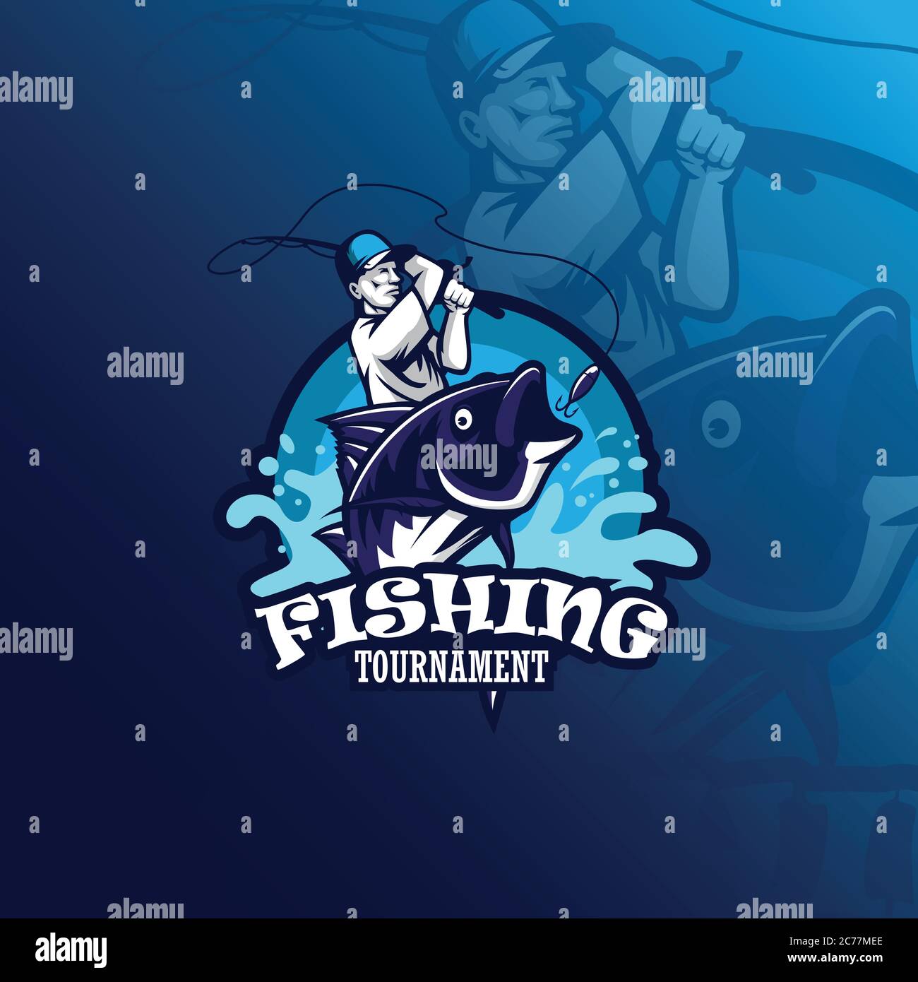 dibujo de pesca de emblema de mascota con ilustración moderna estilo de  concepto para la impresión de distintivos, emblemas y camisetas.  ilustración de pesca para logo Imagen Vector de stock - Alamy