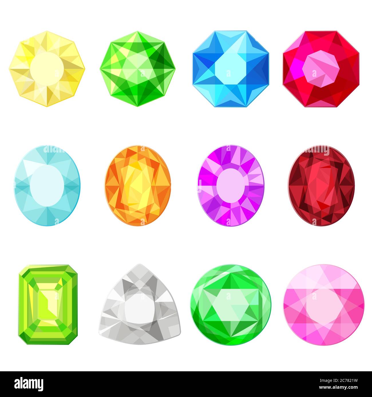 Vector joyas diamantes gema pegatinas conjunto aislado Ilustración del Vector