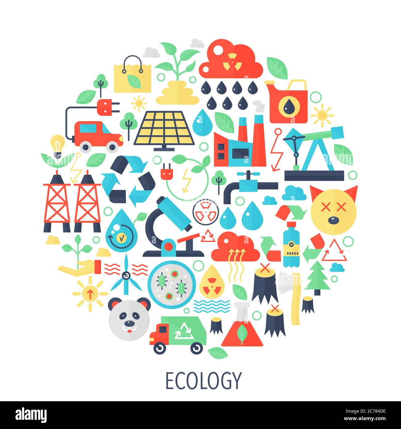 Ecología, energía verde infografías iconos en círculo - color concepto  ilustración para la portada, emblema, plantilla Imagen Vector de stock -  Alamy