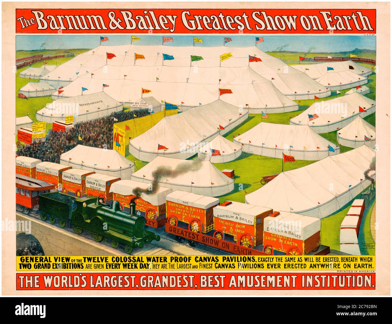 El cartel del circo Barnum & Bailey Greatest Show on Earth, alrededor de 1899 Foto de stock
