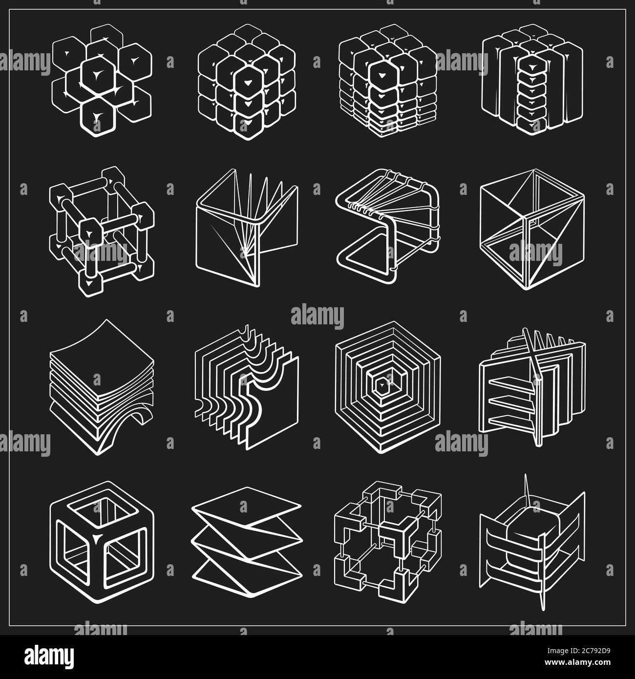 Conjunto de de cubos de formas geométricas en 3D Vector de - Alamy