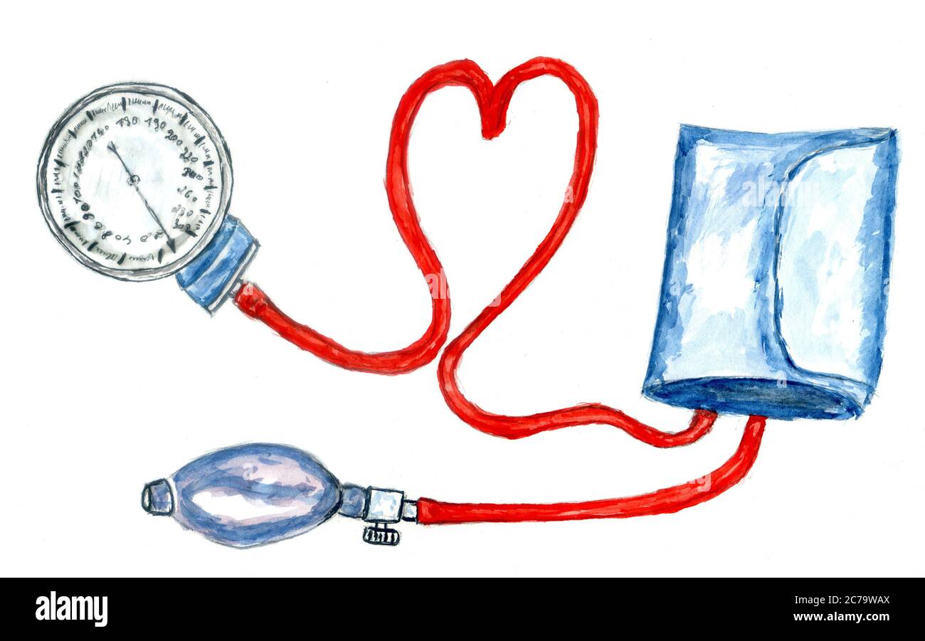 Herramienta médica del doctor, la medición de la presión arterial dibujo a  mano Fotografía de stock - Alamy