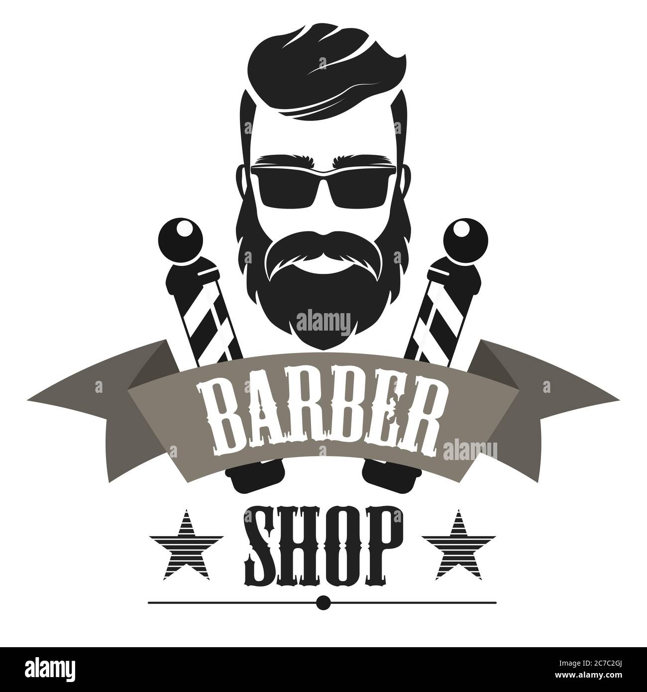 Barber Shop Logo Hipster Emblem Fotos E Imagenes De Stock Alamy
