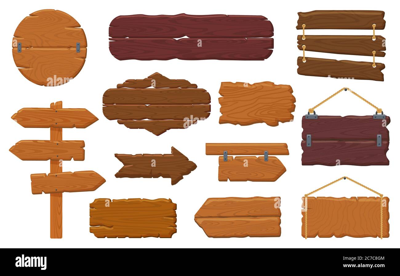 Tablas de madera. Letrero de madera rústica, pancartas vacías