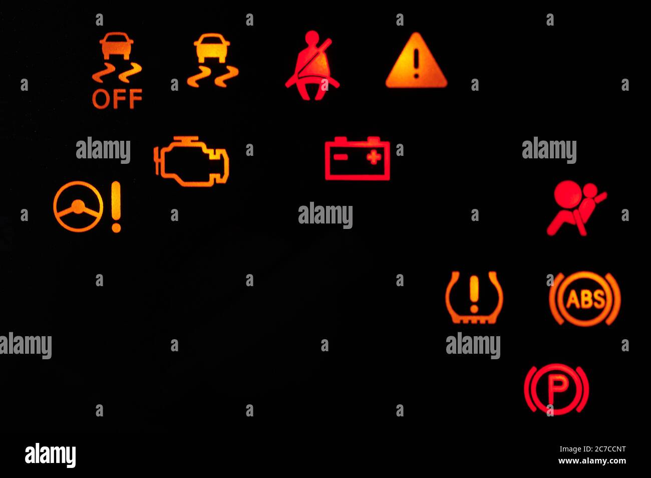 Luces de advertencia en el tablero fotografías e imágenes de resolución - Alamy