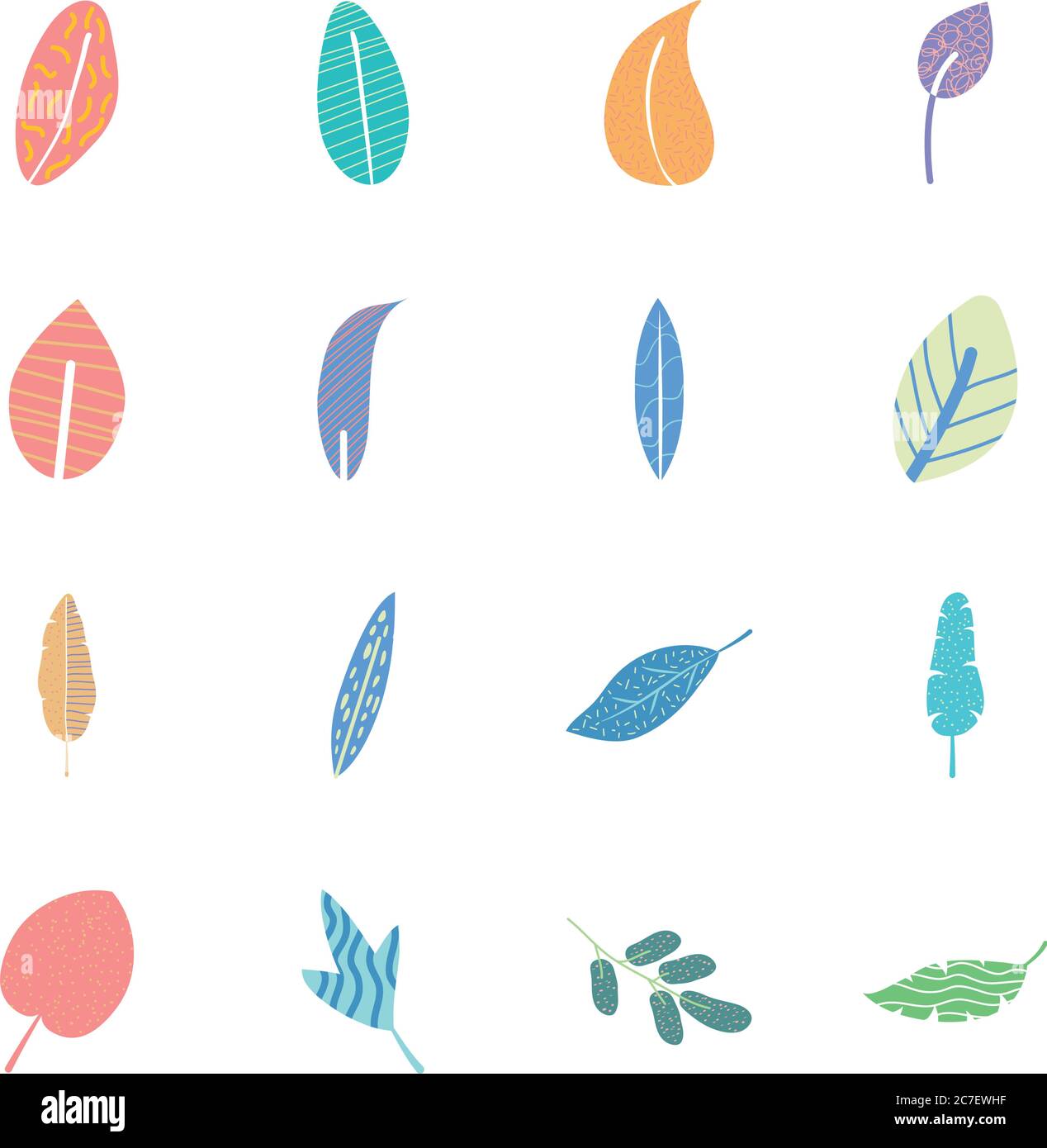 conjunto de iconos de hoja de hiedra y hojas tropicales abstractas sobre fondo blanco, estilo plano, ilustración vectorial Ilustración del Vector