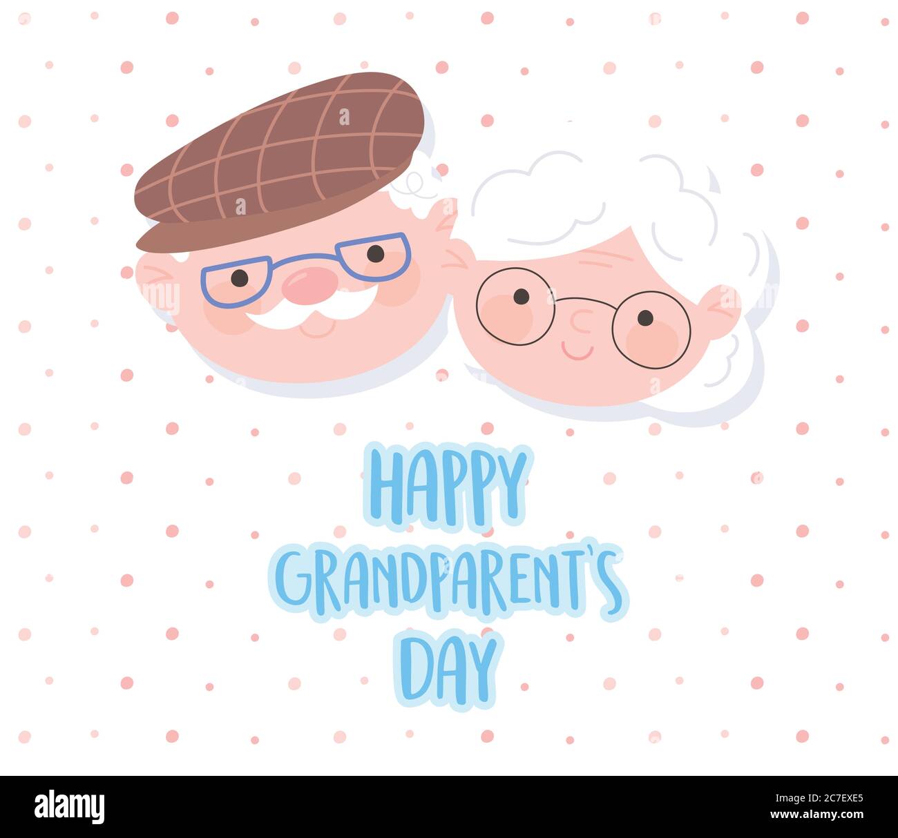 feliz día de los abuelos, linda abuela y abuelo se enfrenta dibujos  animados punteados fondo vector ilustración Imagen Vector de stock - Alamy