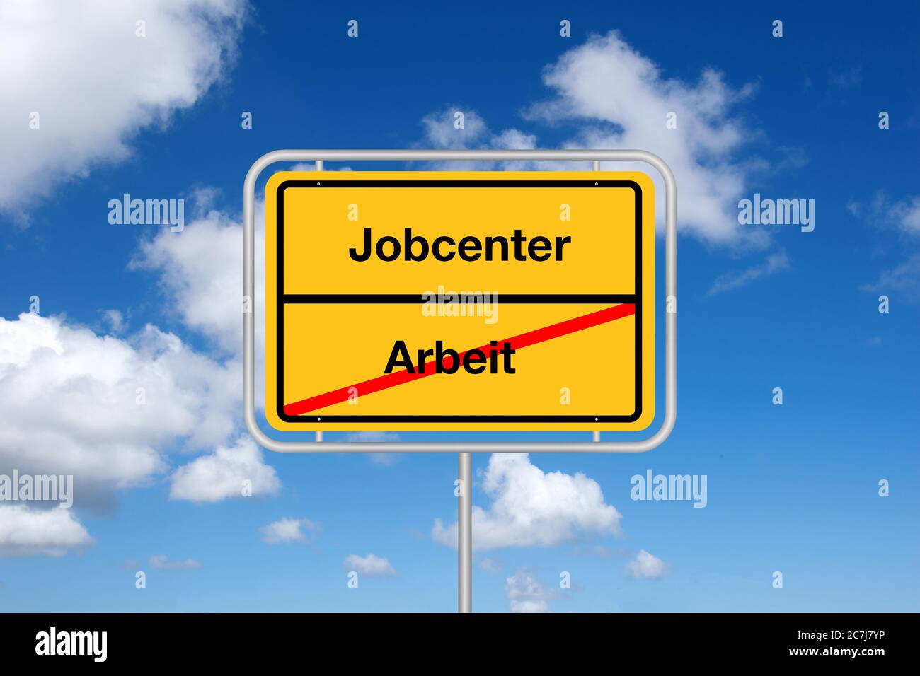 Señal de límite de la ciudad Jobcenter, Arbeit, Alemania Foto de stock