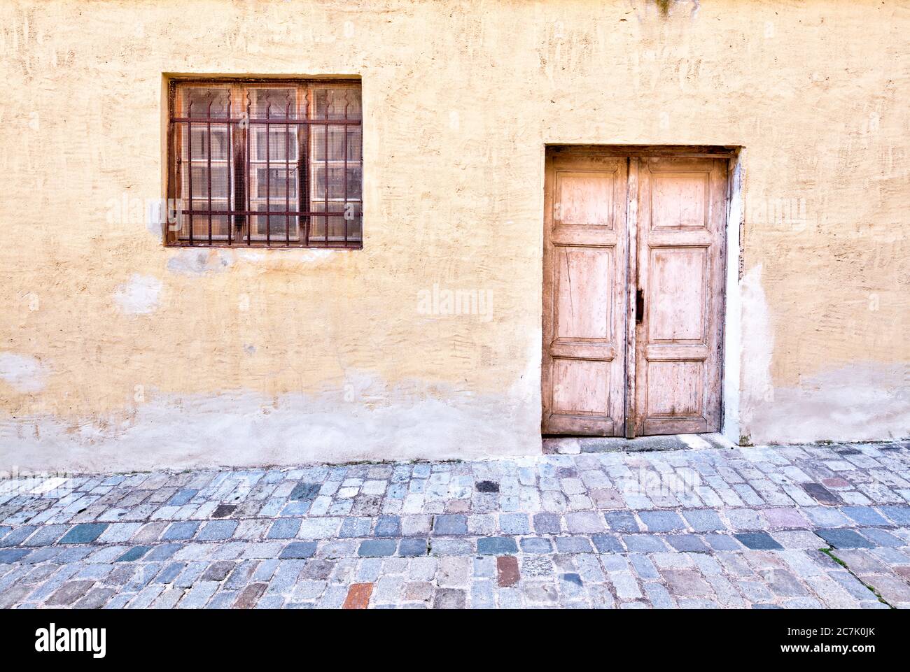 Fachada de la casa, Puerta delantera, casco antiguo, Weissenburg, Franconia, Baviera, Alemania Foto de stock