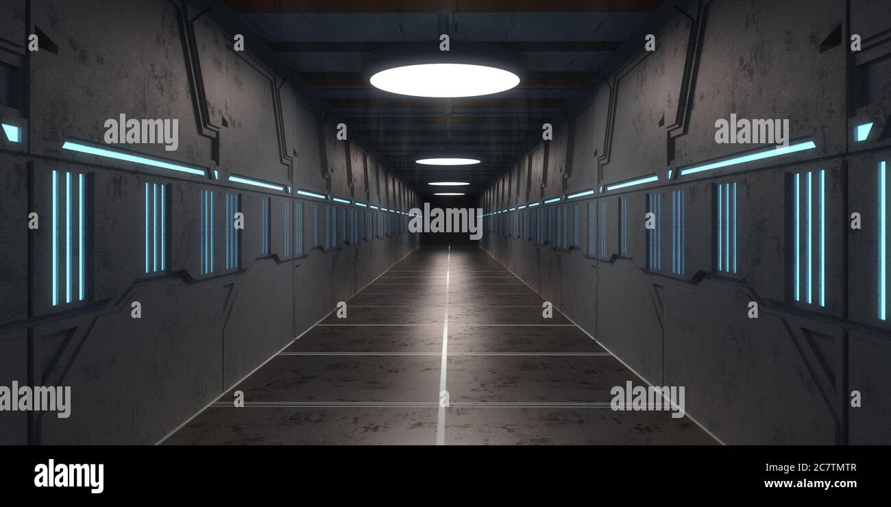 3D Render. Corredor scifi futurista Foto de stock