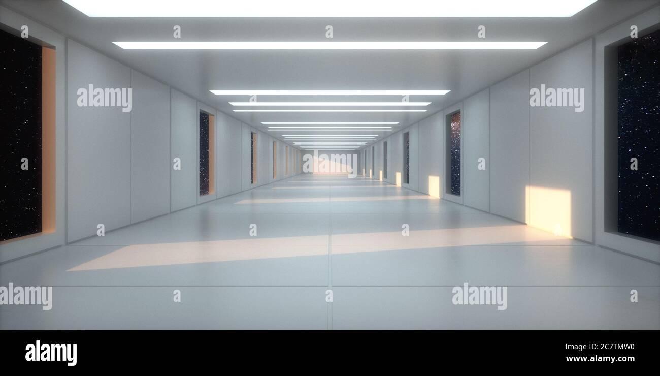 3D Render. Corredor scifi futurista Foto de stock
