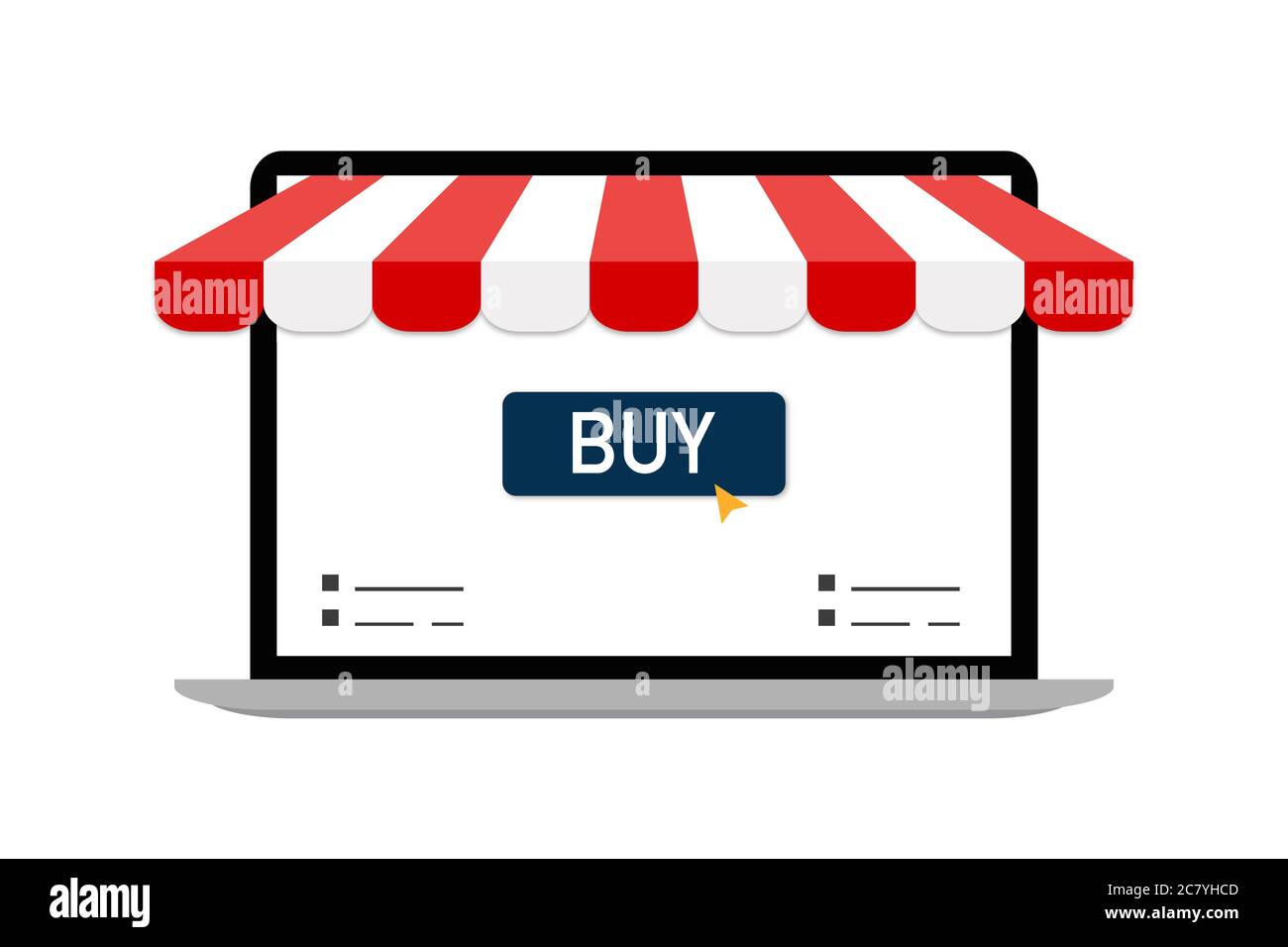 Tienda online. Marketing digital, tienda, comercio electrónico concepto de compras. Ilustración del Vector