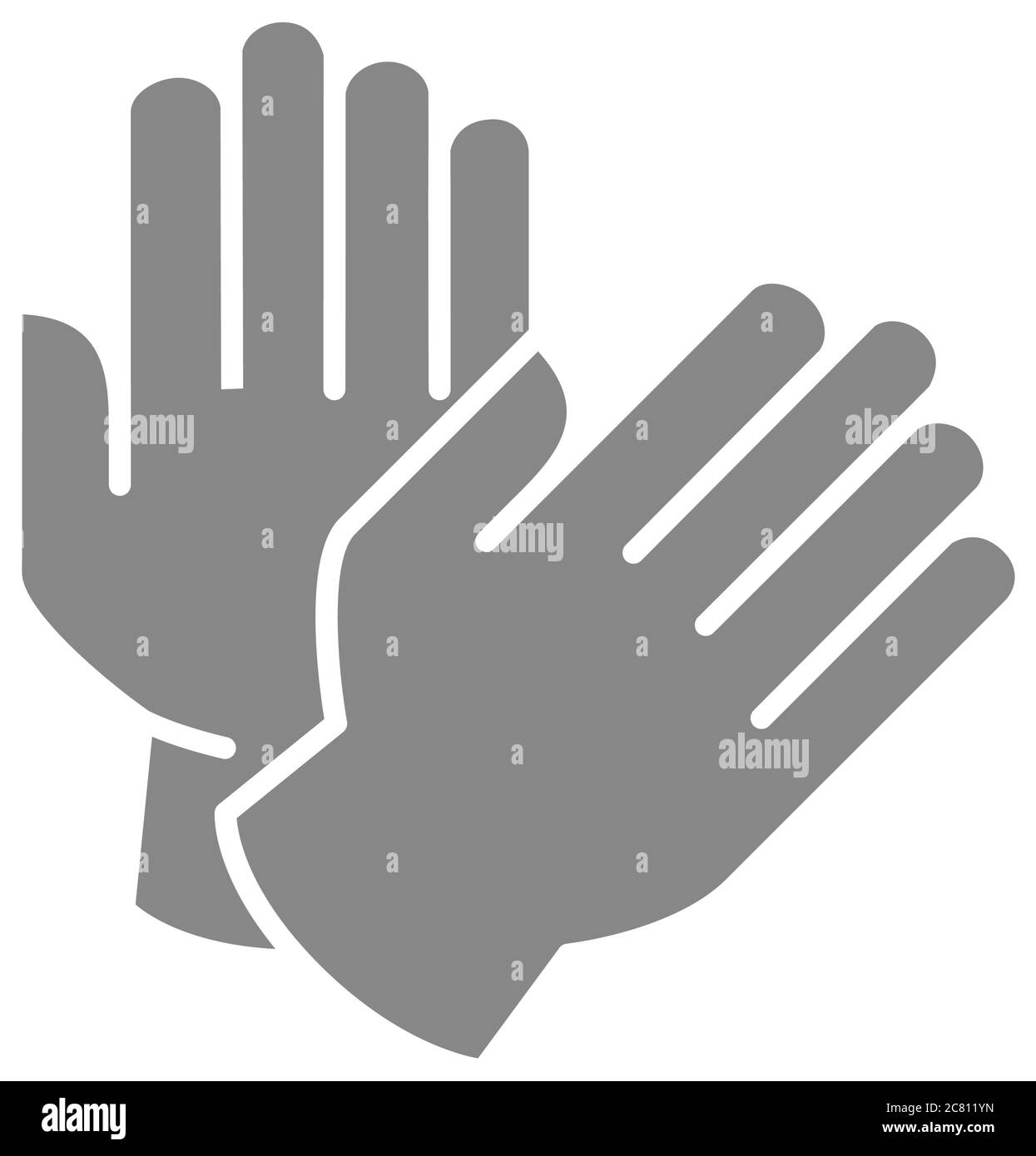 Guantes de goma icono gris. Suministro de limpieza, símbolo de desinfección de manos Ilustración del Vector