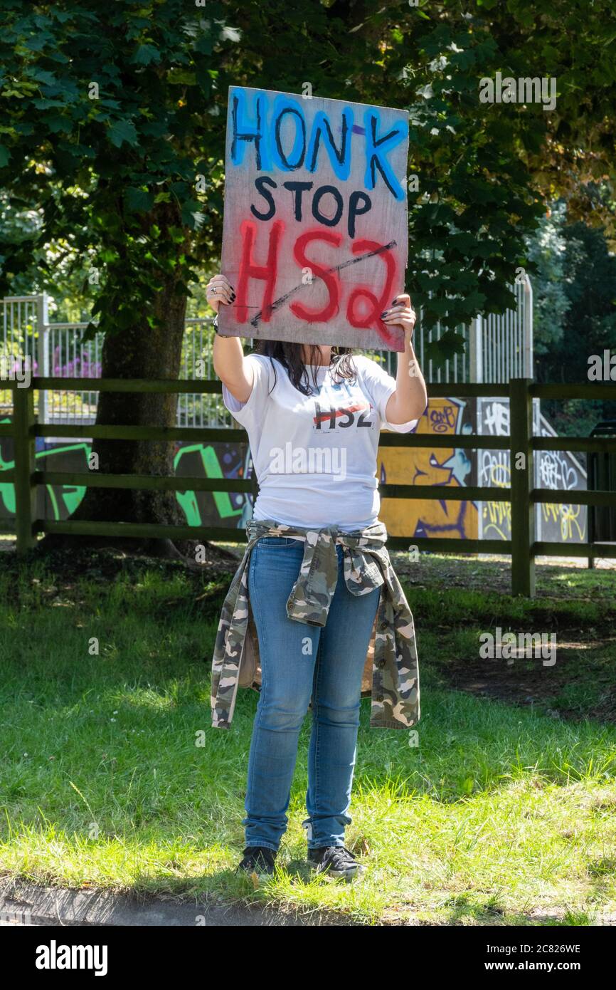 Protesta contra el HS2 en Great Missenden, Buckinghamshire, Inglaterra, Reino Unido Foto de stock