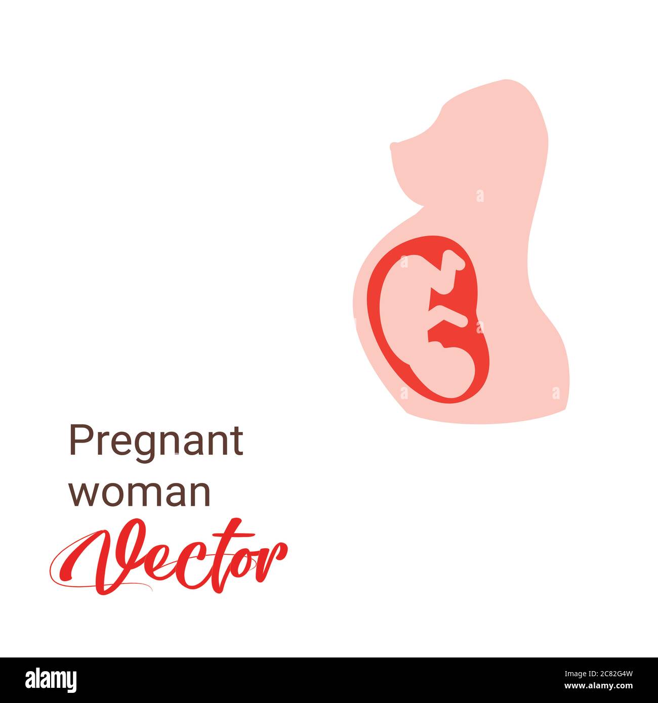 Bebé en el vientre. Embarazo y salud de la madre y el bebé en el interior. Símbolo del feto. Mujer embarazada moderno icono plano sobre fondo blanco. Mujer embarazada silho Ilustración del Vector