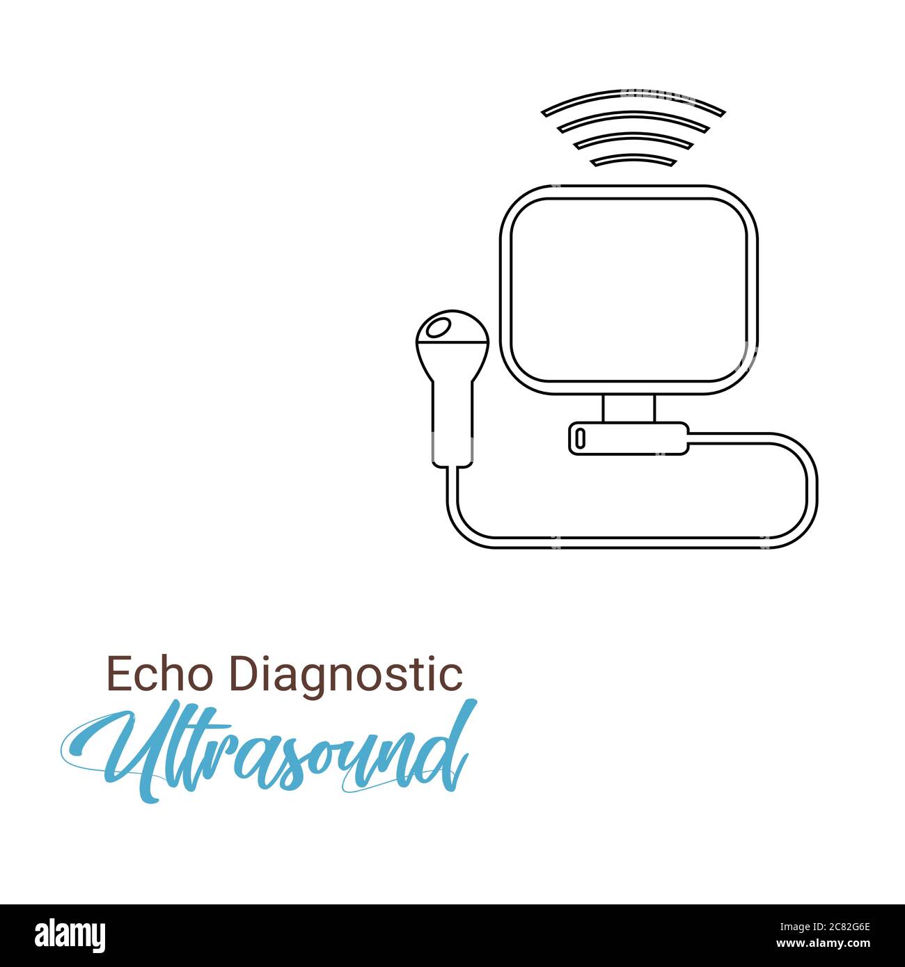 Ilustración del icono de la línea de la máquina de ultrasonido