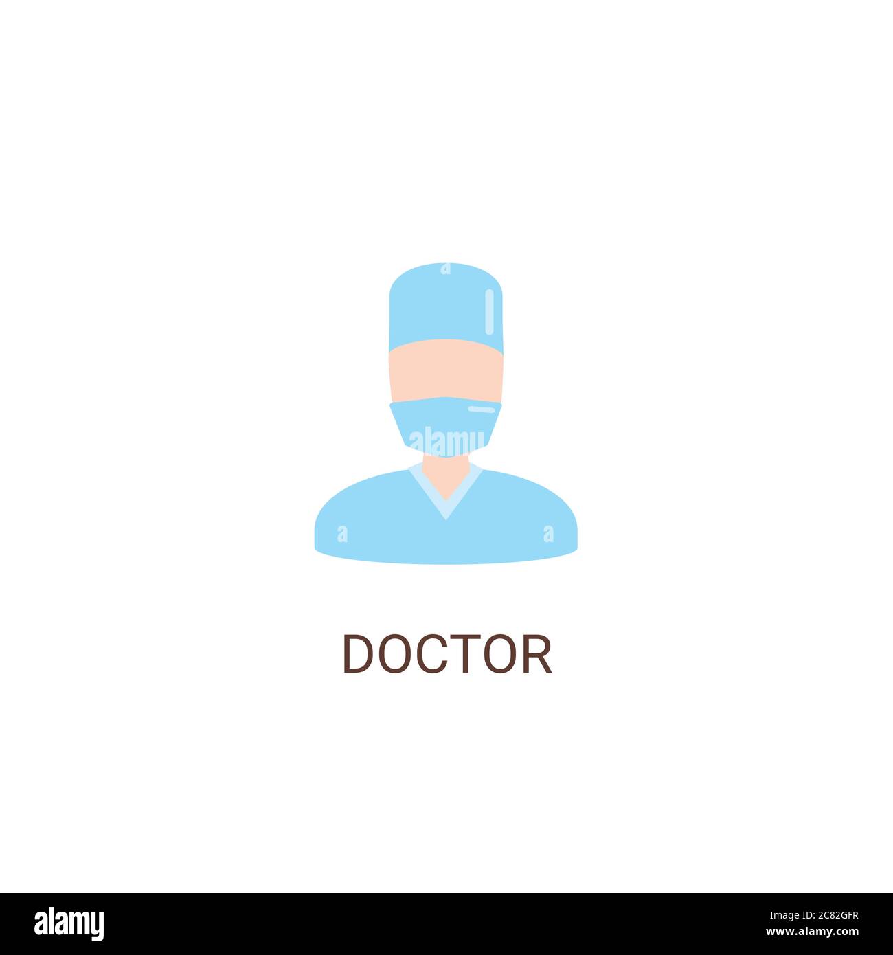 Icono de vector médico. Trabajador médico vectorial. Ilustración vector doctor hombre con uniforme médico en un estilo plano. Máscara protectora en la cara Ilustración del Vector