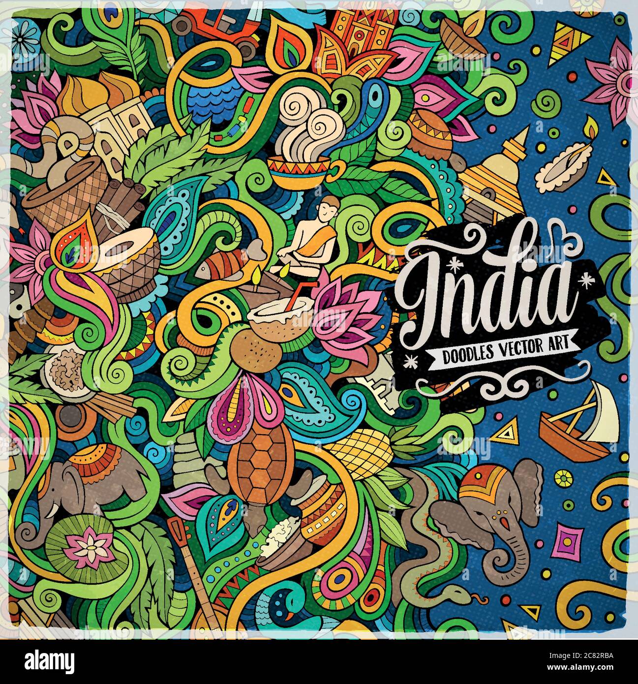 Dibujos animados dibujos hechos a mano de la India de la ilustración