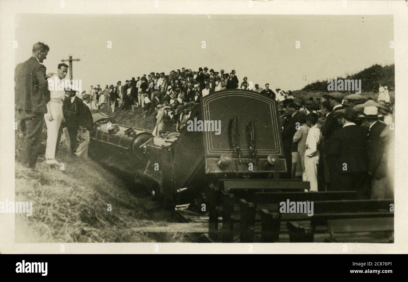 Accidente de ferrocarril en miniatura Foto de stock
