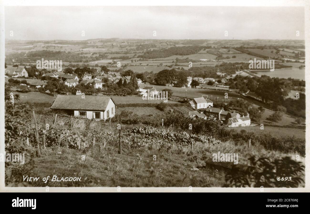 Vista general, Blagdon, Bristol, Cheddar, Mendip Hills, Somerset, Inglaterra. 1952 Foto de stock