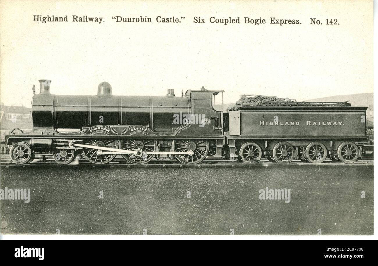 Dunrobin Castle - 4-6-0 Drummond Steam Locomotive, Highland Railway, Gran Bretaña. 1910 s. Foto de stock