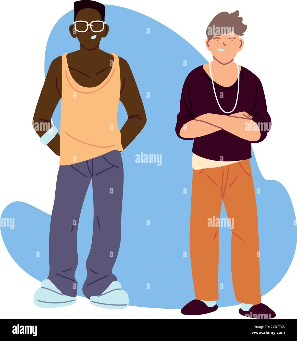 dibujo de dibujos animados de hombres africanos y latinos, tema de  diversidad cultural y de amistad Ilustración vectorial Imagen Vector de  stock - Alamy