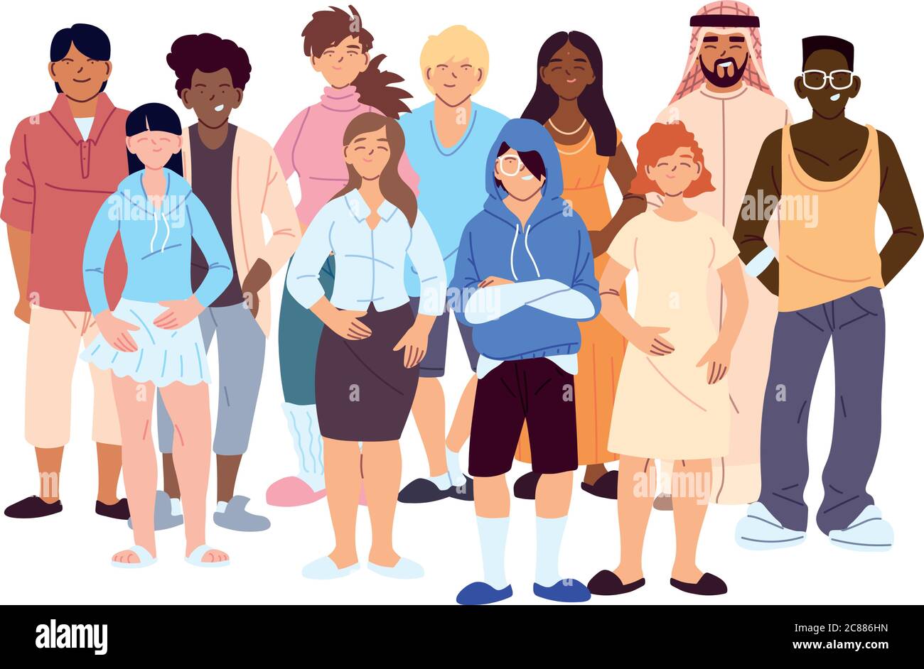 Mujeres y hombres dibujos animados diseño, Cultura y amistad diversidad  tema ilustración vectorial Imagen Vector de stock - Alamy