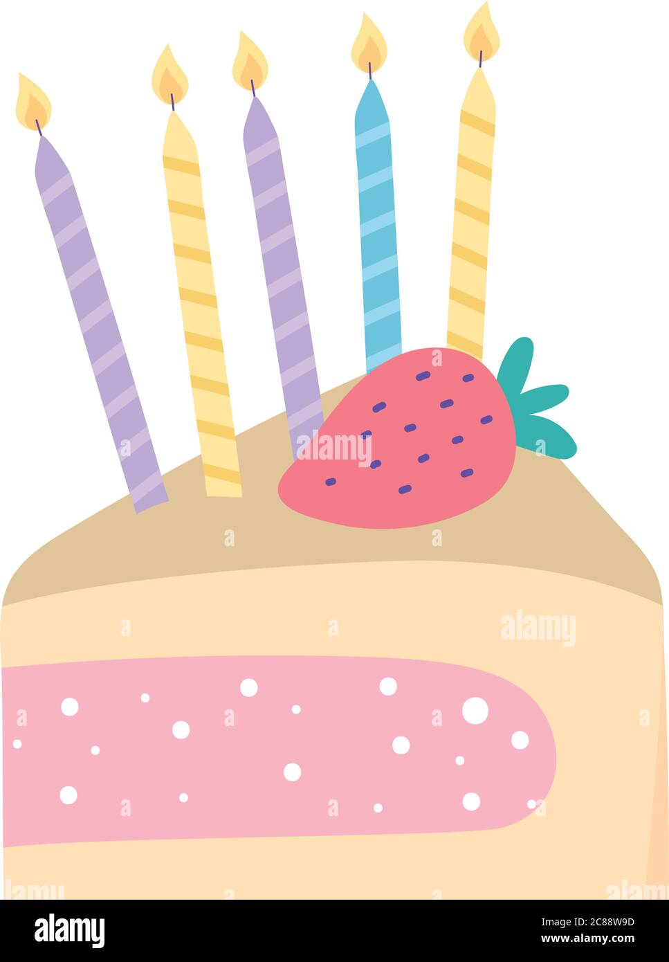 feliz cumpleaños pastel de corte con dibujos animados de frutas icono  aislado de diseño ilustración vectorial Imagen Vector de stock - Alamy