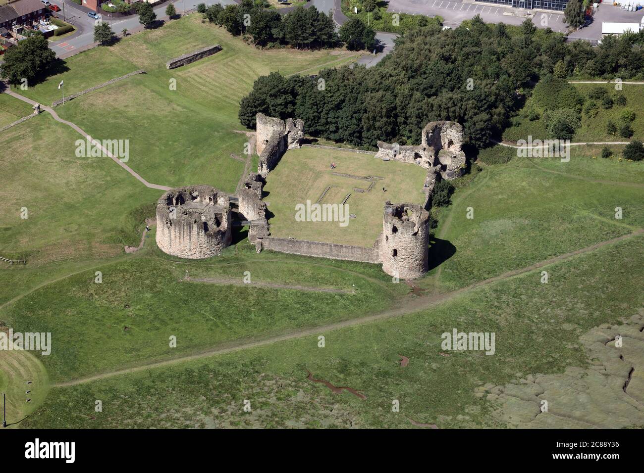 Vista aérea del Castillo de Flint en Gales del Norte Foto de stock