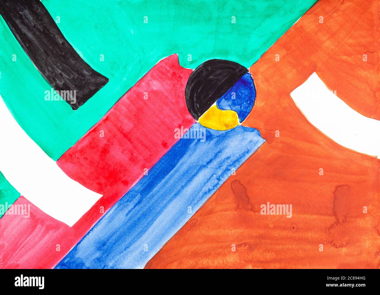arte abstracto - figuras geométricas coloridas pintadas a mano con pinturas  acuarela sobre papel blanco texturizado Fotografía de stock - Alamy