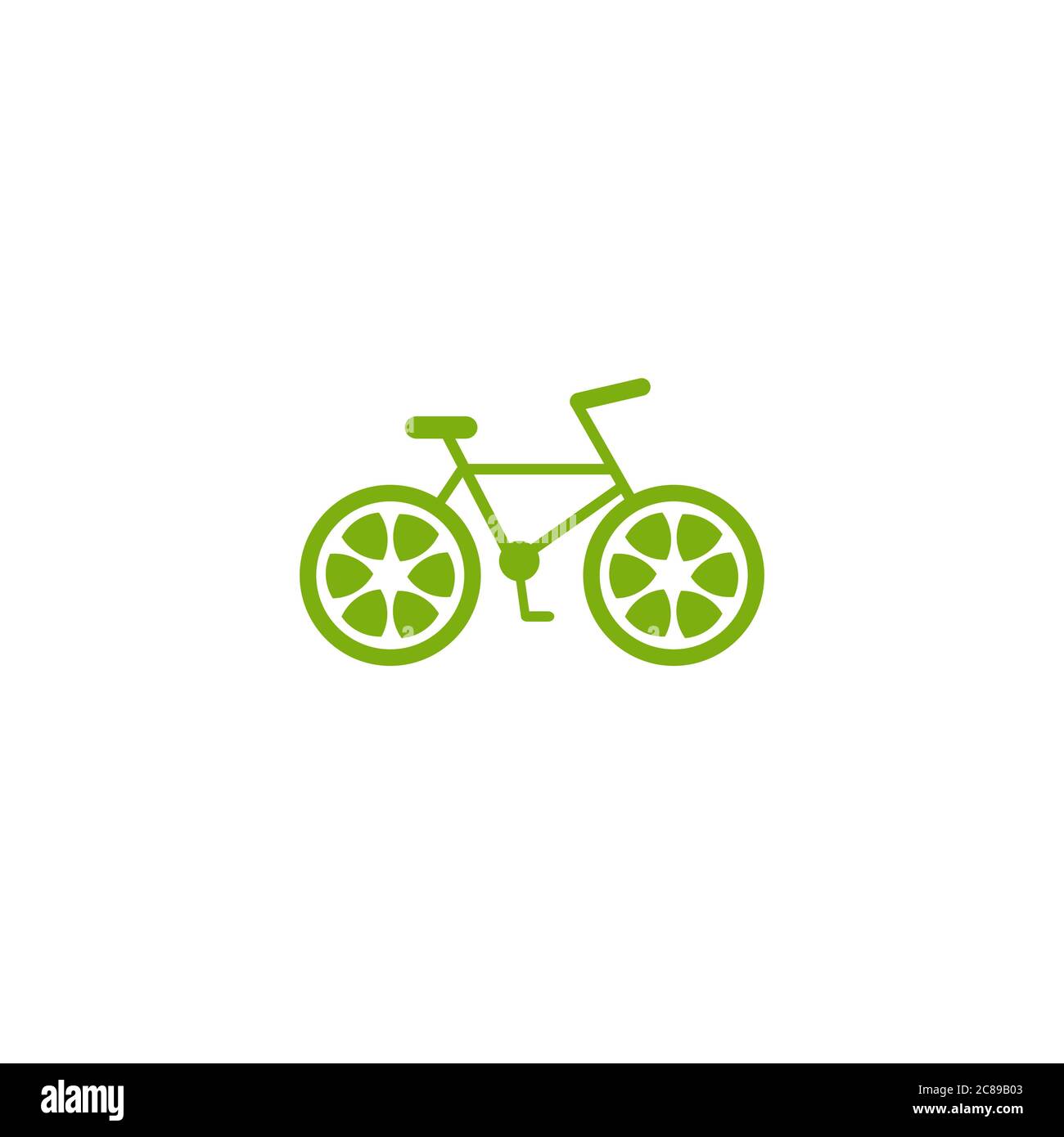 Bicicleta verde con icono de ruedas de cal. Logotipo de la moto plana  aislado en blanco. Ilustración vectorial. Símbolo de transporte ecológico  Imagen Vector de stock - Alamy