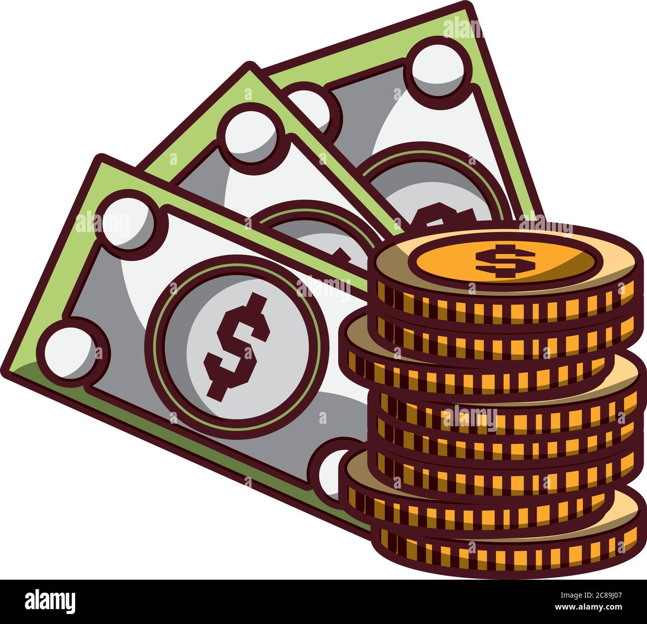 billetes monedas icono de dinero dibujo vectorial sombreado de diseño  aislado Imagen Vector de stock - Alamy