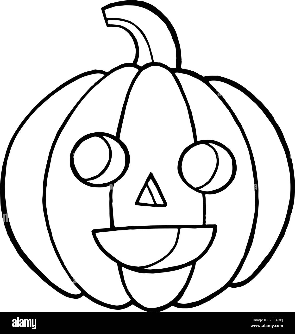 Página de colorear y boceto de fideos con calabaza para halloween. Auto  Imagen Vector de stock - Alamy