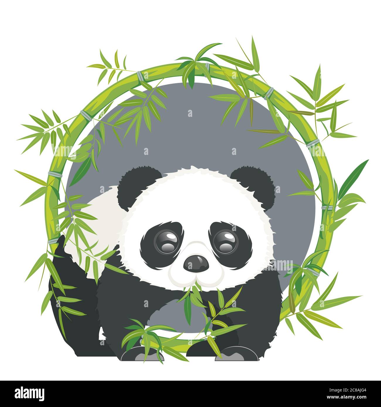 Lindo oso panda de dibujos animados con bambú verde, diseño animal kawaii  Imagen Vector de stock - Alamy