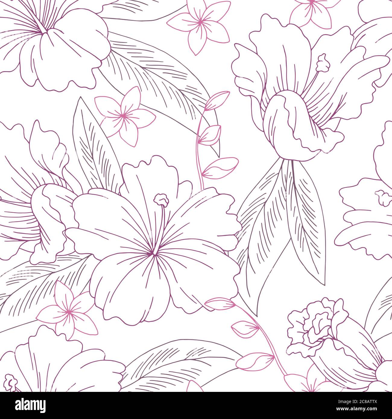 Flor tropical gráfico sin costuras patrón fondo color rosa dibujo  ilustración vector Imagen Vector de stock - Alamy