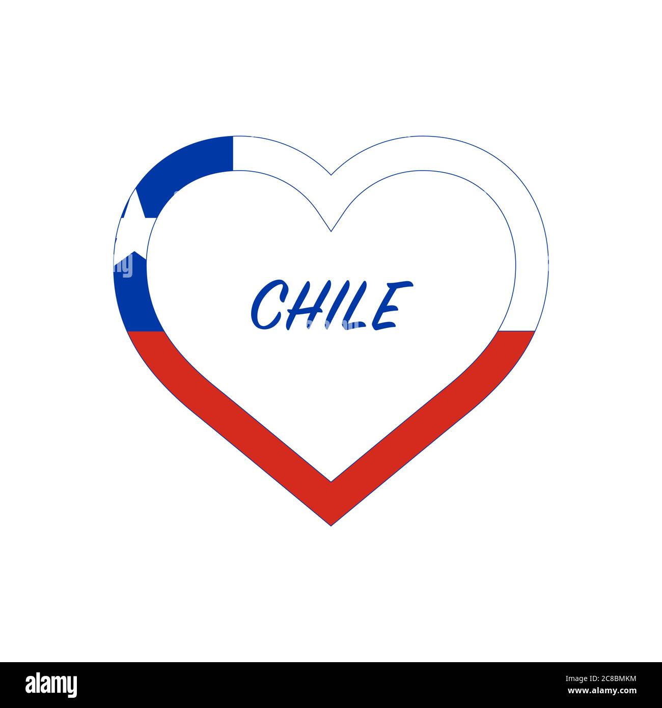 Chile bandera en el corazón. Amo mi país. Ilustración de vector de